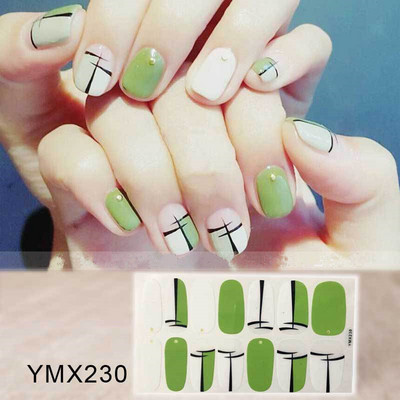 14 Tips/Sheet Fashion Nail Wrap Αυτοκόλλητα Μικτά σχέδια Αυτοκόλλητα βερνίκια νυχιών Foils 3D Stickers Nail Art Decorations Salon