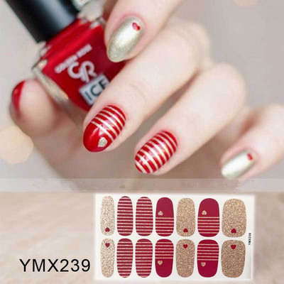 14 Tips/Sheet Fashion Nail Wrap Αυτοκόλλητα Μικτά σχέδια Αυτοκόλλητα βερνίκια νυχιών Foils 3D Stickers Nail Art Decorations Salon