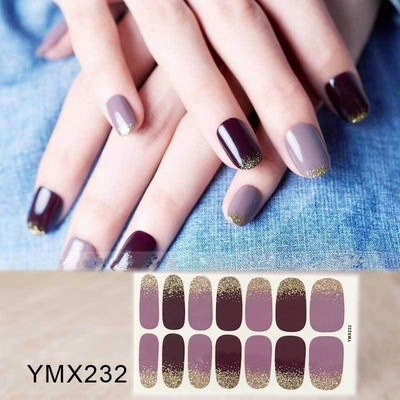 14 Tips/Sheet Fashion Nail Wrap Αυτοκόλλητα Μικτά σχέδια Αυτοκόλλητα βερνίκια νυχιών Foils 3D Stickers Nail Art Decorations Salon