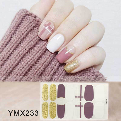 14 Tips/Sheet Fashion Nail Wrap Αυτοκόλλητα Μικτά σχέδια Αυτοκόλλητα βερνίκια νυχιών Foils 3D Stickers Nail Art Decorations Salon