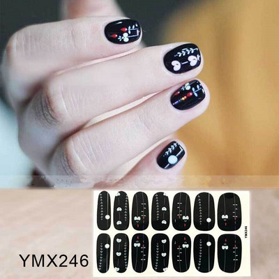 14 Tips/Sheet Fashion Nail Wrap Αυτοκόλλητα Μικτά σχέδια Αυτοκόλλητα βερνίκια νυχιών Foils 3D Stickers Nail Art Decorations Salon