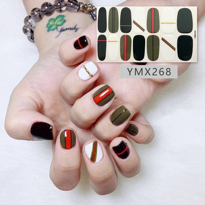 14 Tips/Sheet Fashion Nail Wrap Αυτοκόλλητα Μικτά σχέδια Αυτοκόλλητα βερνίκια νυχιών Foils 3D Stickers Nail Art Decorations Salon