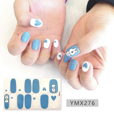 14 Tips/Sheet Fashion Nail Wrap Αυτοκόλλητα Μικτά σχέδια Αυτοκόλλητα βερνίκια νυχιών Foils 3D Stickers Nail Art Decorations Salon