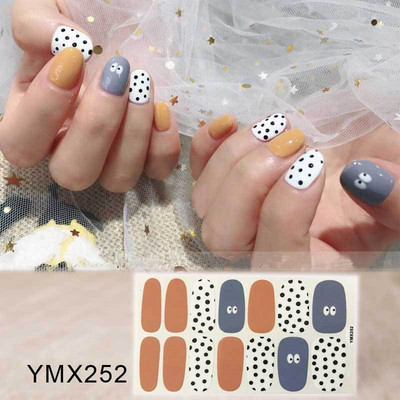 14 Tips/Sheet Fashion Nail Wrap Αυτοκόλλητα Μικτά σχέδια Αυτοκόλλητα βερνίκια νυχιών Foils 3D Stickers Nail Art Decorations Salon