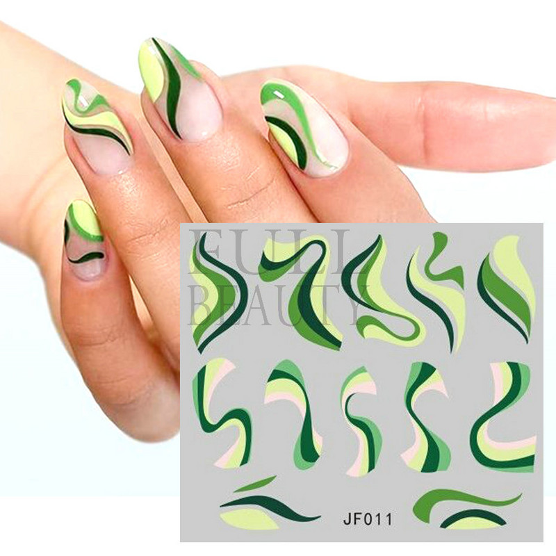 12/4 τμχ Αυτοκόλλητα Swirls Design Nail Art Αισθητική 2022 Καλοκαίρι, μοντέρνα Swirly Wave λωρίδες νερού Χαλκομανίες Neon Lines Ανταλλακτικά νυχιών JF001