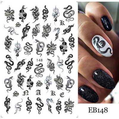 Τρισδιάστατα αυτοκόλλητα νυχιών Dragon Μαύρα Snake Sliders Money Αυτοκόλλητα νυχιών με κινέζικο χαρακτήρα Διακόσμηση πρωτοχρονιάς Αξεσουάρ μανικιούρ NTF723