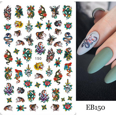 Τρισδιάστατα αυτοκόλλητα νυχιών Dragon Μαύρα Snake Sliders Money Αυτοκόλλητα νυχιών με κινέζικο χαρακτήρα Διακόσμηση πρωτοχρονιάς Αξεσουάρ μανικιούρ NTF723