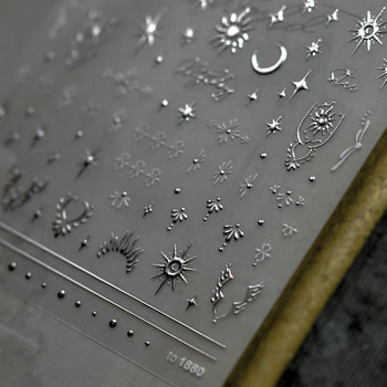 Злато и сребро Слънце Луна Звезда Тотем Нов бронзиращ висококачествен лепилен дизайн Стикери Декорация за нокти T-1880