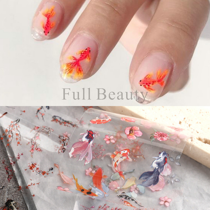 10 db kínai stílusú körömfólia cseresznyevirág matricák daru hegyi betűk csúszkák levél virágok körömfólia átvivő lap NLRTY