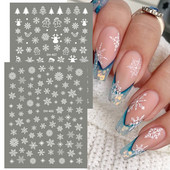 Λευκό Snowflake Nail Art αυτοκόλλητα τρισδιάστατα αυτοκόλλητα αυτοκόλλητα Χειμερινά Snowy Christmas Tree Sliders Μανικιούρ για Διακοσμήσεις νυχιών TRDH-466