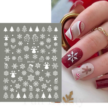 Λευκό Snowflake Nail Art αυτοκόλλητα τρισδιάστατα αυτοκόλλητα αυτοκόλλητα Χειμερινά Snowy Christmas Tree Sliders Μανικιούρ για Διακοσμήσεις νυχιών TRDH-466
