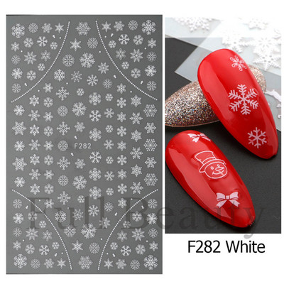 Λευκό Snowflake Nail Art αυτοκόλλητα τρισδιάστατα αυτοκόλλητα αυτοκόλλητα Χειμερινά Snowy Christmas Tree Sliders Μανικιούρ για Διακοσμήσεις νυχιών TRDH-466