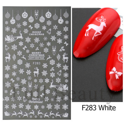 Λευκό Snowflake Nail Art αυτοκόλλητα τρισδιάστατα αυτοκόλλητα αυτοκόλλητα Χειμερινά Snowy Christmas Tree Sliders Μανικιούρ για Διακοσμήσεις νυχιών TRDH-466