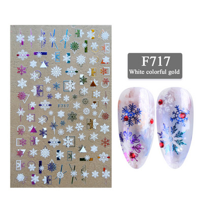 Λευκό Snowflake Nail Art αυτοκόλλητα τρισδιάστατα αυτοκόλλητα αυτοκόλλητα Χειμερινά Snowy Christmas Tree Sliders Μανικιούρ για Διακοσμήσεις νυχιών TRDH-466