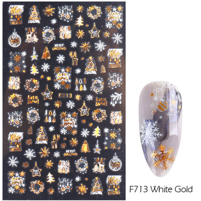 Λευκό Snowflake Nail Art αυτοκόλλητα τρισδιάστατα αυτοκόλλητα αυτοκόλλητα Χειμερινά Snowy Christmas Tree Sliders Μανικιούρ για Διακοσμήσεις νυχιών TRDH-466