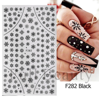 Λευκό Snowflake Nail Art αυτοκόλλητα τρισδιάστατα αυτοκόλλητα αυτοκόλλητα Χειμερινά Snowy Christmas Tree Sliders Μανικιούρ για Διακοσμήσεις νυχιών TRDH-466