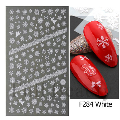 Λευκό Snowflake Nail Art αυτοκόλλητα τρισδιάστατα αυτοκόλλητα αυτοκόλλητα Χειμερινά Snowy Christmas Tree Sliders Μανικιούρ για Διακοσμήσεις νυχιών TRDH-466