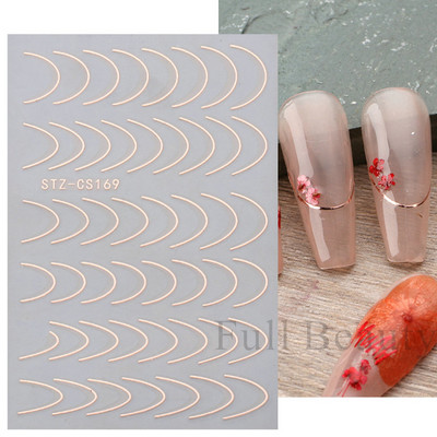 Αυτοκόλλητα νυχιών 3D striping Tape Gold Sliver Μαύρο Λευκό Κόλλα με ίσια γραμμή καμπύλης συρόμενα Διακοσμητικά νυχιών LASTZ-CS169