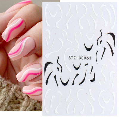 Αυτοκόλλητα νυχιών 3D striping Tape Gold Sliver Μαύρο Λευκό Κόλλα με ίσια γραμμή καμπύλης συρόμενα Διακοσμητικά νυχιών LASTZ-CS169