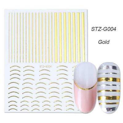 Αυτοκόλλητα νυχιών 3D striping Tape Gold Sliver Μαύρο Λευκό Κόλλα με ίσια γραμμή καμπύλης συρόμενα Διακοσμητικά νυχιών LASTZ-CS169