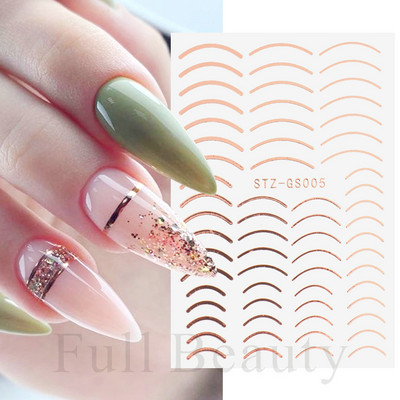 Αυτοκόλλητα νυχιών 3D striping Tape Gold Sliver Μαύρο Λευκό Κόλλα με ίσια γραμμή καμπύλης συρόμενα Διακοσμητικά νυχιών LASTZ-CS169