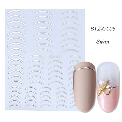 Αυτοκόλλητα νυχιών 3D striping Tape Gold Sliver Μαύρο Λευκό Κόλλα με ίσια γραμμή καμπύλης συρόμενα Διακοσμητικά νυχιών LASTZ-CS169