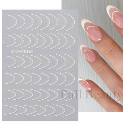 Αυτοκόλλητα νυχιών 3D striping Tape Gold Sliver Μαύρο Λευκό Κόλλα με ίσια γραμμή καμπύλης συρόμενα Διακοσμητικά νυχιών LASTZ-CS169