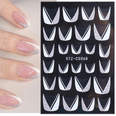 Αυτοκόλλητα νυχιών 3D striping Tape Gold Sliver Μαύρο Λευκό Κόλλα με ίσια γραμμή καμπύλης συρόμενα Διακοσμητικά νυχιών LASTZ-CS169