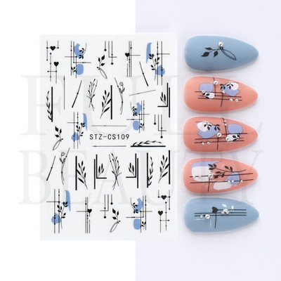 Αυτοκόλλητα νυχιών 3D striping Tape Gold Sliver Μαύρο Λευκό Κόλλα με ίσια γραμμή καμπύλης συρόμενα Διακοσμητικά νυχιών LASTZ-CS169