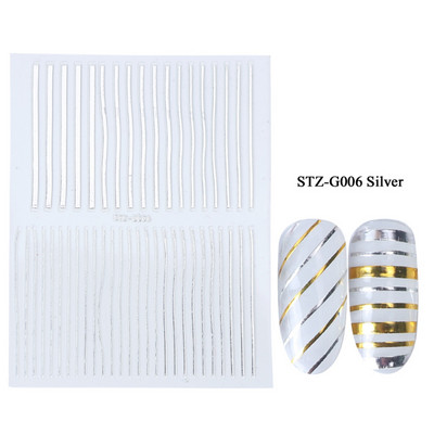 Αυτοκόλλητα νυχιών 3D striping Tape Gold Sliver Μαύρο Λευκό Κόλλα με ίσια γραμμή καμπύλης συρόμενα Διακοσμητικά νυχιών LASTZ-CS169
