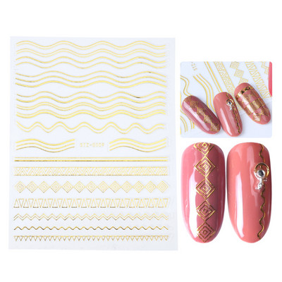 Αυτοκόλλητα νυχιών 3D striping Tape Gold Sliver Μαύρο Λευκό Κόλλα με ίσια γραμμή καμπύλης συρόμενα Διακοσμητικά νυχιών LASTZ-CS169