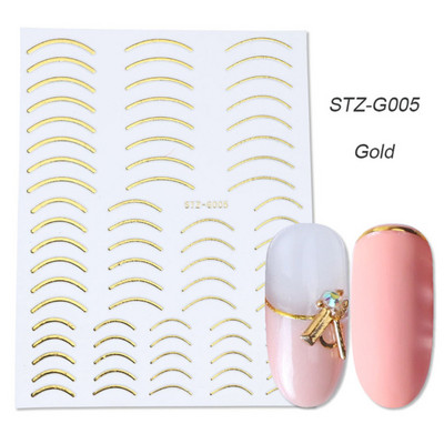 Αυτοκόλλητα νυχιών 3D striping Tape Gold Sliver Μαύρο Λευκό Κόλλα με ίσια γραμμή καμπύλης συρόμενα Διακοσμητικά νυχιών LASTZ-CS169