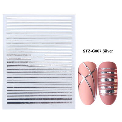 Αυτοκόλλητα νυχιών 3D striping Tape Gold Sliver Μαύρο Λευκό Κόλλα με ίσια γραμμή καμπύλης συρόμενα Διακοσμητικά νυχιών LASTZ-CS169