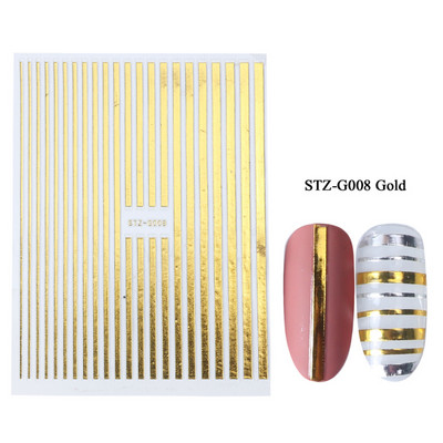Αυτοκόλλητα νυχιών 3D striping Tape Gold Sliver Μαύρο Λευκό Κόλλα με ίσια γραμμή καμπύλης συρόμενα Διακοσμητικά νυχιών LASTZ-CS169