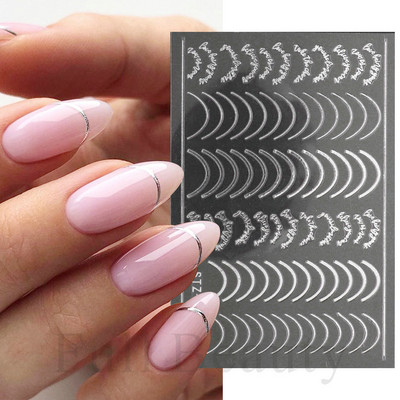 Αυτοκόλλητα νυχιών 3D striping Tape Gold Sliver Μαύρο Λευκό Κόλλα με ίσια γραμμή καμπύλης συρόμενα Διακοσμητικά νυχιών LASTZ-CS169