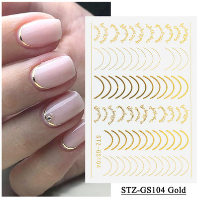 Αυτοκόλλητα νυχιών 3D striping Tape Gold Sliver Μαύρο Λευκό Κόλλα με ίσια γραμμή καμπύλης συρόμενα Διακοσμητικά νυχιών LASTZ-CS169