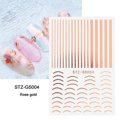 Αυτοκόλλητα νυχιών 3D striping Tape Gold Sliver Μαύρο Λευκό Κόλλα με ίσια γραμμή καμπύλης συρόμενα Διακοσμητικά νυχιών LASTZ-CS169