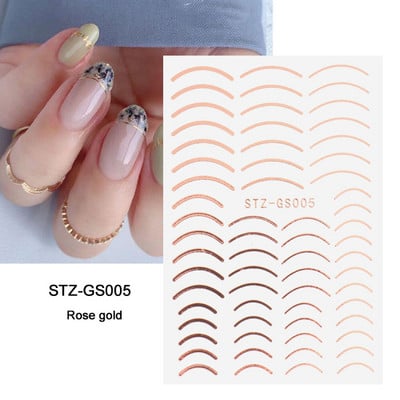 Αυτοκόλλητα νυχιών 3D striping Tape Gold Sliver Μαύρο Λευκό Κόλλα με ίσια γραμμή καμπύλης συρόμενα Διακοσμητικά νυχιών LASTZ-CS169