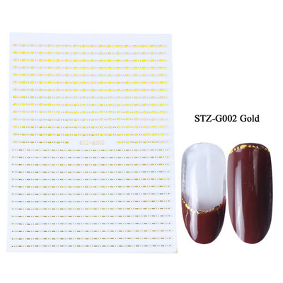 Αυτοκόλλητα νυχιών 3D striping Tape Gold Sliver Μαύρο Λευκό Κόλλα με ίσια γραμμή καμπύλης συρόμενα Διακοσμητικά νυχιών LASTZ-CS169