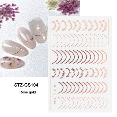 Αυτοκόλλητα νυχιών 3D striping Tape Gold Sliver Μαύρο Λευκό Κόλλα με ίσια γραμμή καμπύλης συρόμενα Διακοσμητικά νυχιών LASTZ-CS169