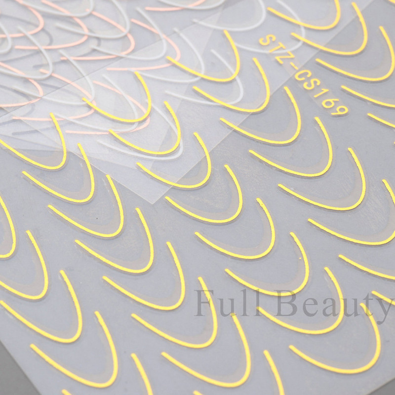 Αυτοκόλλητα νυχιών 3D striping Tape Gold Sliver Μαύρο Λευκό Κόλλα με ίσια γραμμή καμπύλης συρόμενα Διακοσμητικά νυχιών LASTZ-CS169