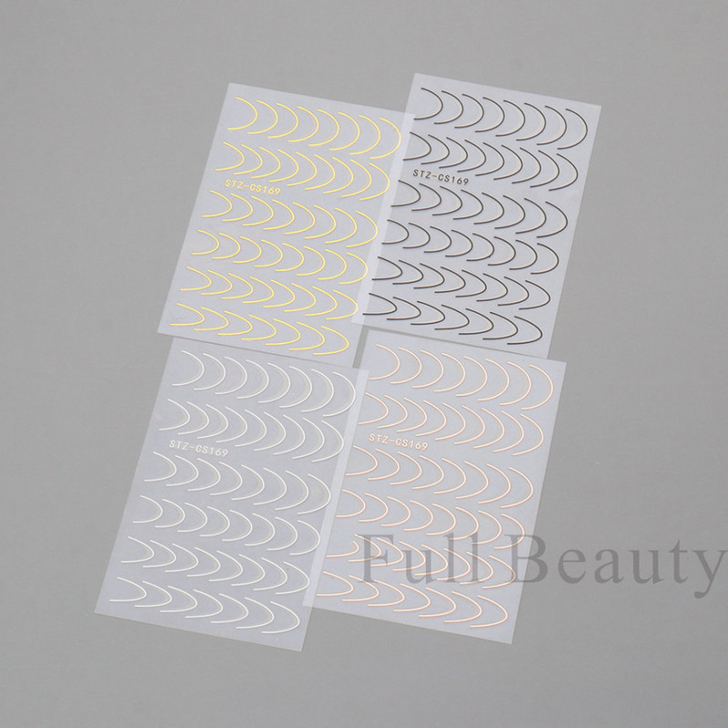 Αυτοκόλλητα νυχιών 3D striping Tape Gold Sliver Μαύρο Λευκό Κόλλα με ίσια γραμμή καμπύλης συρόμενα Διακοσμητικά νυχιών LASTZ-CS169