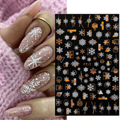 1 DB karácsonyi körömmatricák 3D csillogó fehérarany geometriájú hópelyhek dombornyomott matrica újévi téli csúszó körömfóliák