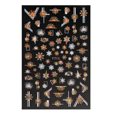 1 DB karácsonyi körömmatricák 3D csillogó fehérarany geometriájú hópelyhek dombornyomott matrica újévi téli csúszó körömfóliák