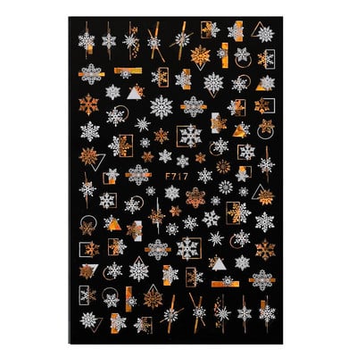 1 DB karácsonyi körömmatricák 3D csillogó fehérarany geometriájú hópelyhek dombornyomott matrica újévi téli csúszó körömfóliák