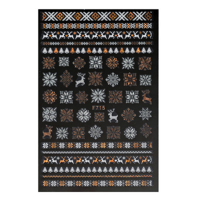 1 DB karácsonyi körömmatricák 3D csillogó fehérarany geometriájú hópelyhek dombornyomott matrica újévi téli csúszó körömfóliák