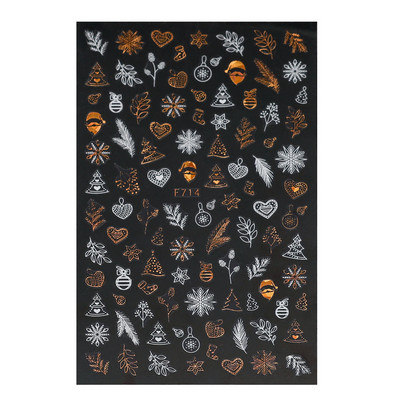 1 DB karácsonyi körömmatricák 3D csillogó fehérarany geometriájú hópelyhek dombornyomott matrica újévi téli csúszó körömfóliák