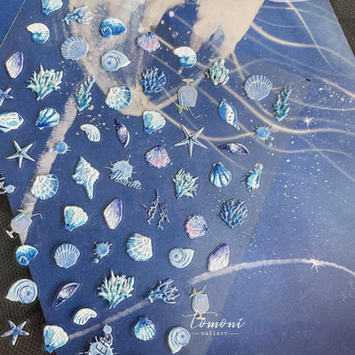 Καλοκαιρινό μπικίνι Σχέδιο 3D Αυτοκόλλητες Διακοσμήσεις Νυχιών Αυτοκόλλητα Αστερίας Κέλυφος Μέδουσας Χαλκομανίες νυχιών Χονδρική