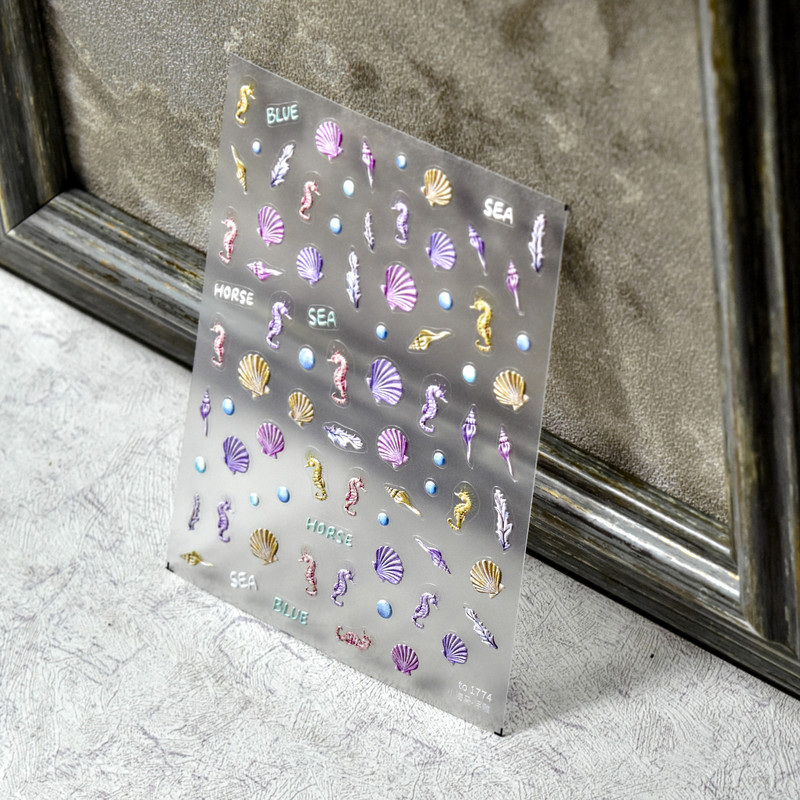 Καλοκαιρινό μπικίνι Σχέδιο 3D Αυτοκόλλητες Διακοσμήσεις Νυχιών Αυτοκόλλητα Αστερίας Κέλυφος Μέδουσας Χαλκομανίες νυχιών Χονδρική