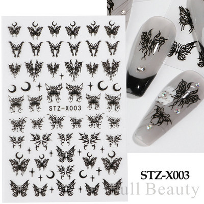 Metalni srebrni leptir 3D naljepnica za nokte Aurora Holografska laserska zvijezda Zmija Mjesec Novogodišnji klizač Proljetni dekor za manikuru NFSTZ-X002